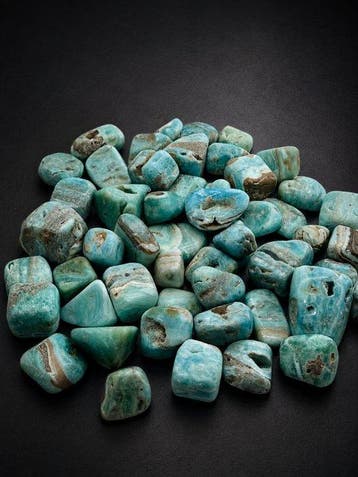 Blauwe aragoniet - getrommeld steen - Natuursteen -