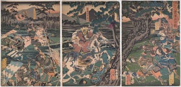 YOSHIKAZU – De Grote Slag van Awazu – Kiso Yoshinakas, Antiek en Kunst