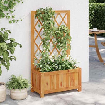 vidaXL Plantenbak verhoogd met latwerk massief acaciahout, Verzenden, Minder dan 60 cm, Nieuw, 60 cm of meer