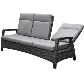 Dallas stoel bank loungeset 4 delig verstelbaar antraciet, Tuin en Terras, Ophalen of Verzenden, Nieuw, Wicker