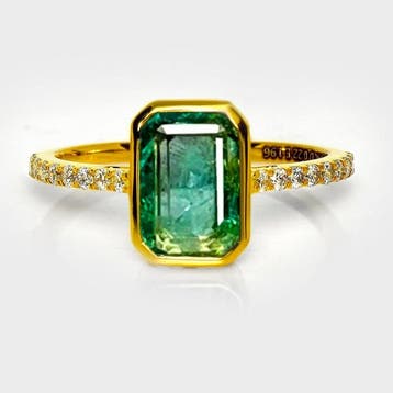 Zonder minimumprijs - Ring - 14 karaat Geel goud, IGI 1,96, Nieuw