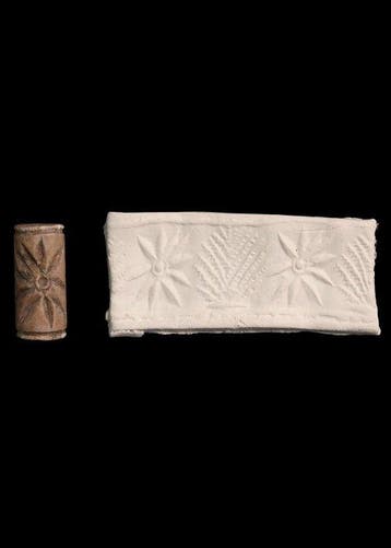 Mesopotamisch Brown Hardstone Cylinder seal