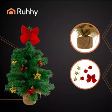 Ruhhy Compacte kunstkerstboom met hartjes, sterren en jut..., Diversen, Kerst, Ophalen of Verzenden, Nieuw