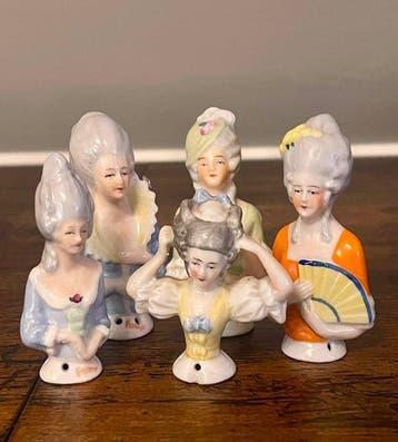 Beeldje - Porcelain half-dolls (5) - Porselein