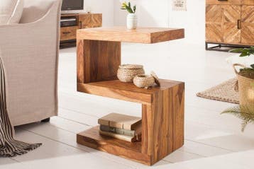 Handgemaakte bijzettafel S 60cm massief sheeshamhout, Huis en Inrichting, Ophalen of Verzenden, Nieuw