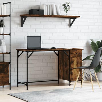 vidaXL Bureau 131x48x75 cm bewerkt hout gerookt eikenkleurig, Verzenden, Nieuw