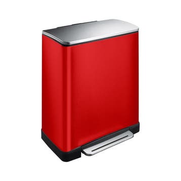 EKO E-Cube recycling pedaalemmer 28+18 ltr - rood/Mat RVS, Verzenden, Nieuw