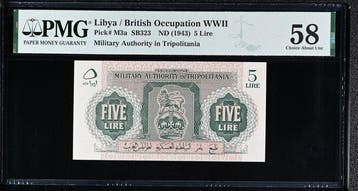 Libië. - 5 Lire - 1943 - British Occupation WWII - Pick M3a