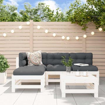 vidaXL 5-delige Loungeset massief grenenhout wit, Verzenden, Nieuw, 5 zitplaatsen, Loungeset