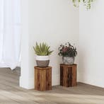 vidaXL Plantenstandaards 2 st 10x10x18 cm bewerkt hout oud, Verzenden, Nieuw