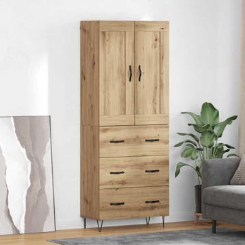 vidaXL buffetkast Artisan Eiken 69,5 x 34 x 180 cm Bewerkt, Minder dan 50 cm, Verzenden, Nieuw, Minder dan 100 cm