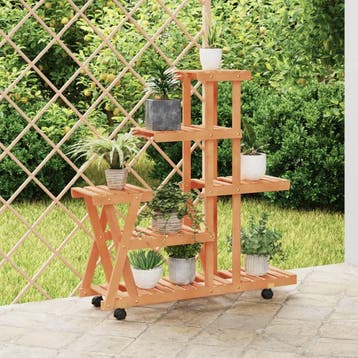 vidaXL Plantenstandaard met wielen 95x25x101 cm massief, Verzenden, Nieuw