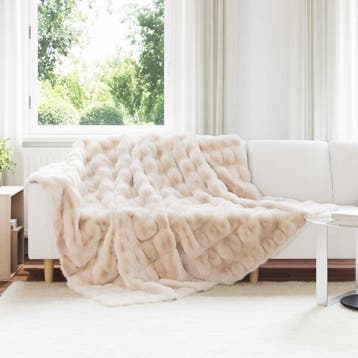 vidaXL Antislip deken van imitatie konijnenbont Olite Beige, Verzenden, Nieuw, Beige