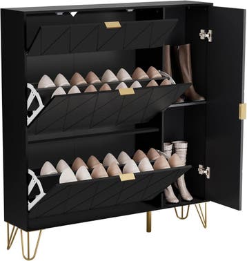 Schoenenkast - Schoenenrek - 105x24x120 cm - Zwart - UEV, Verzenden, Zo goed als nieuw