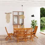 vidaXL 7-delige Tuinset massief teakhout, Tuin en Terras, Verzenden, 6 zitplaatsen, Nieuw, Tuinset