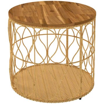 Bijzettafel Ø50 Cm Weerbestendig Tuintafel Met Rieten Look A, Tuin en Terras, Parasols, Verzenden, Nieuw