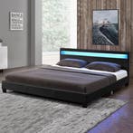 Gestoffeerd bed Paris - 140 x 200 cm - Zwart - LED Verlichti, Huis en Inrichting, Verzenden, Nieuw