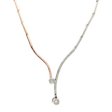 Bicolour choker met diamant 48 cm 14 karaat, Verzenden, Zo goed als nieuw