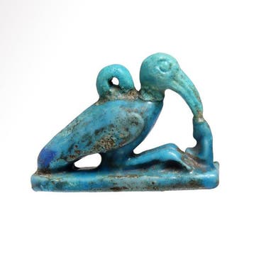 Oud-Egyptisch Faience Amulet van de Ibis Thoth