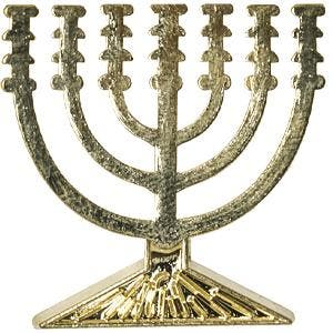Reversspeld / broche met de Menorah / Menora in goudkleu..., Verzamelen, Speldjes, Pins en Buttons, Nieuw