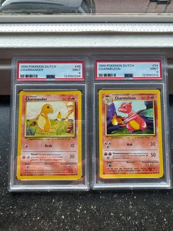 Pokémon - 2 Graded card - Charmander, Charmeleon - PSA 9 -, Nieuw