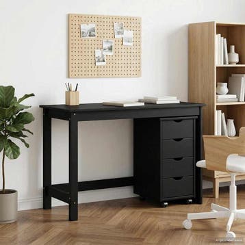 vidaXL Bureau Kas Set 2 st Zwart Massief grenenhout, Verzenden, Nieuw
