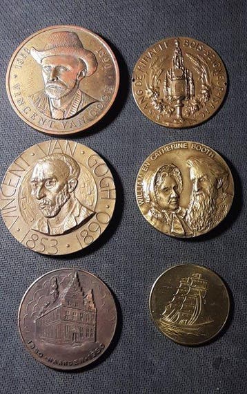 Nederland - 6 mooie bronzen penningen - Herdenkingsmunt, Postzegels en Munten