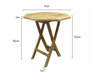 Klaptafel 70 cm achtkantig teak, Ophalen of Verzenden, Nieuw, Teakhout