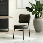 Set van 4 Leren eetkamerstoelen Rondo - Granada Graphite, Ophalen of Verzenden, Nieuw, Leer