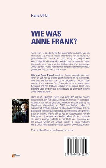 Wie was Anne Frank? / Verbum Holocaust Bibliotheek, Verzenden, Zo goed als nieuw, Hans Ulrich