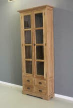 Charmante smalle teak vitrinekast, voordelig bij  Indoteak, 200 cm of meer, Teakhout, Nieuw, Landelijk