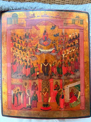 Icoon - Pokrov van de Moeder Gods - Hout