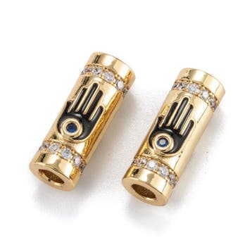 1 x 18K vergulde message beads Hamsa hand van Fatima met..., Ophalen of Verzenden, Nieuw, Kraal
