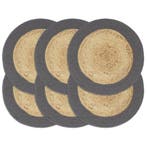 vidaXL Placemats 6 st 38 cm jute en katoen natuurlijk en, Huis en Inrichting, Keuken | Textiel, Verzenden, Nieuw, Grijs
