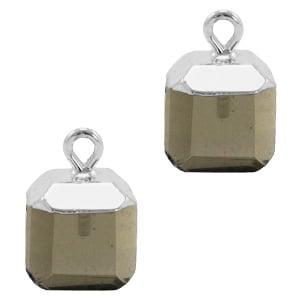 1 x Natuursteen hangers square Black diamond-silver Rook..., Ophalen of Verzenden, Nieuw, Bedel
