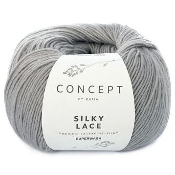 Katia Concept Silky Lace - 153 lichtgrijs - Merino/Zijde G, Hobby en Vrije tijd, Breien en Haken, Ophalen of Verzenden, Nieuw