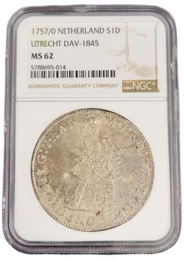 Provincie Utrecht Zilveren Dukaat 1757 / 0 overslag NGC, Verzenden, Munten