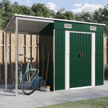 vidaXL Tuinschuur met verlengd dak 277x107x181 cm staal, Tuin en Terras, Tuinhuizen, Verzenden, Nieuw