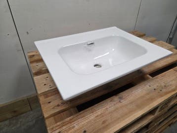 Wastafel 61 x 46,5 cm wit keramiek zonder kraangat met, Ophalen of Verzenden, Nieuw, Bad