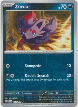 Zorua 031/064 reverse holo Shrouded fable, Ophalen of Verzenden, Nieuw, Losse kaart, Foil