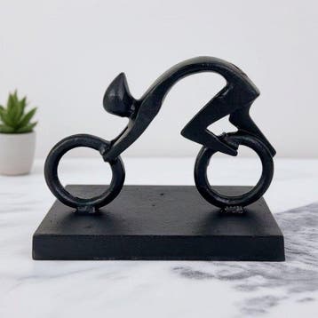 sculptuur, Velocity — Black Metal Cyclist Sculpture,