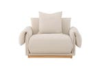 Momo Fauteuil Beige  Linen&Katoen Eikenhout Onderstel Jorn, Huis en Inrichting, Fauteuils, Verzenden, Nieuw
