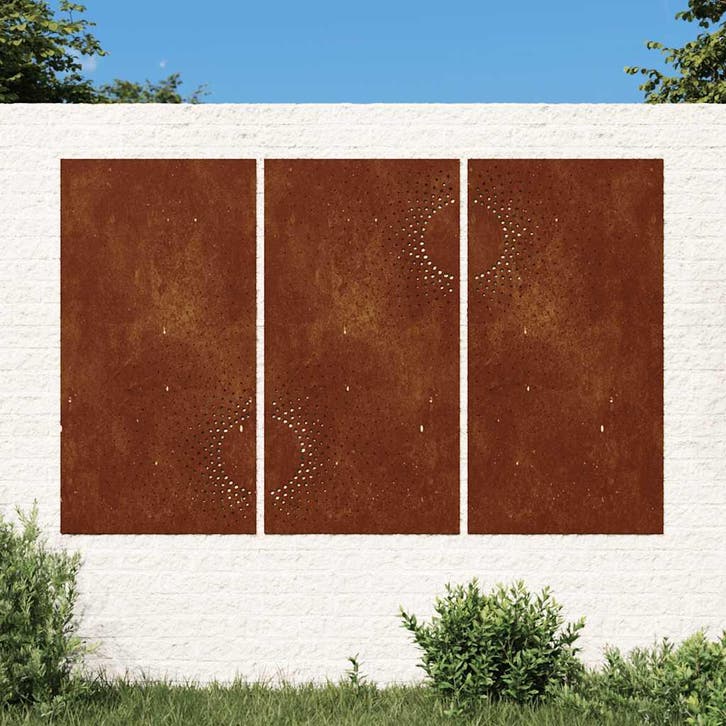 vidaXL Wanddecoratie tuin 3 st zonontwerp 105x55 cm, Huis en Inrichting, Woonaccessoires | Schilderijen, Tekeningen en Foto's