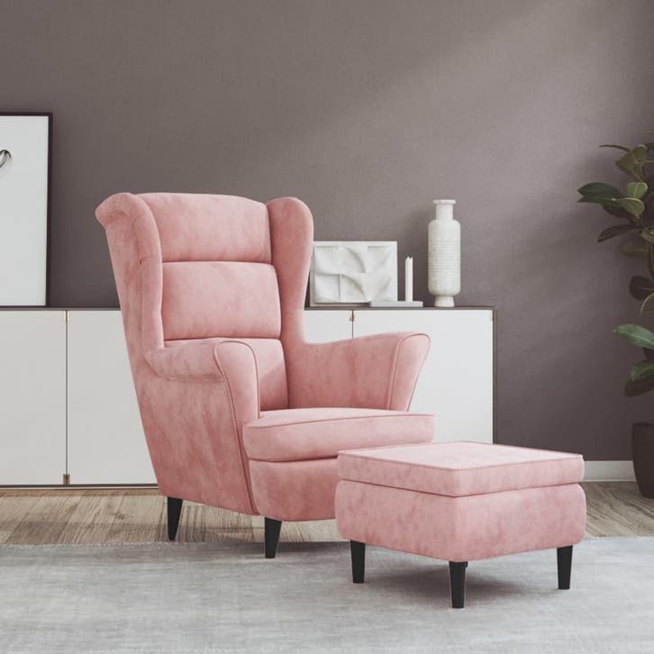 vidaXL Fauteuil met voetenbank fluweel roze, Huis en Inrichting, Fauteuils, Nieuw, Verzenden