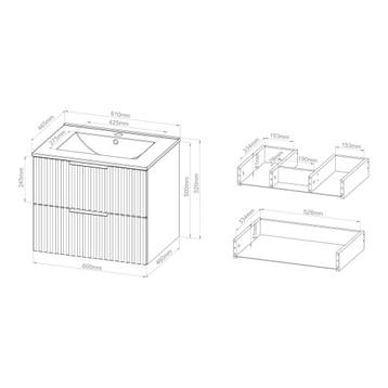 Wastafelonderkast met wastafel Veppenssan 61x47x52 cm eikenk, Verzenden, Nieuw