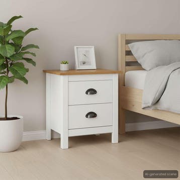 vidaXL Nachtkastje Hill 46x35x49,5 cm massief grenenhout wit, Minder dan 45 cm, Verzenden, Nieuw, Minder dan 55 cm