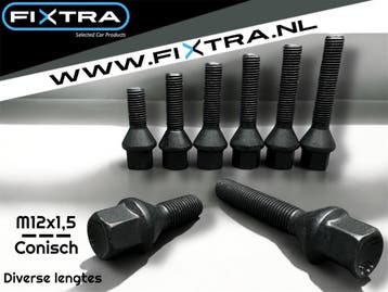 Zwarte wielbouten M12x1,5 Conisch 40mm (M12 x 1,5)