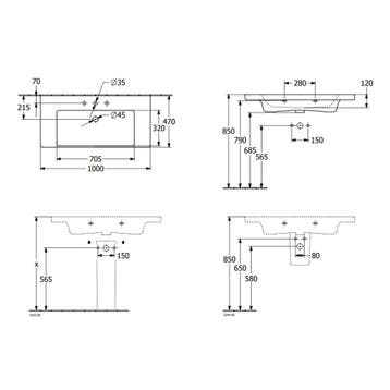 Wastafel Villeroy & Boch Subway 3.0 100x47x16.5cm Wit Alpin, Ophalen of Verzenden, Nieuw