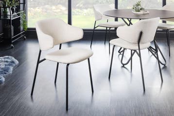 Design stoel VOGUE wit Boucle zwart metalen poten - 43147, Huis en Inrichting, Stoelen, Ophalen of Verzenden, Nieuw