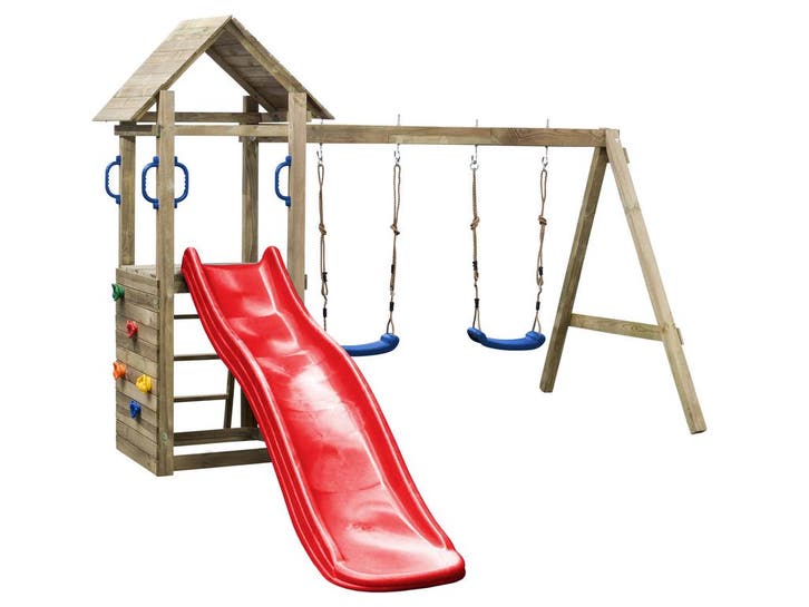 Houten Speeltoestel Maria met rode glijbaan, Kinderen en Baby's, Speelgoed | Overig, Nieuw, Ophalen of Verzenden